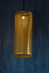 Modern golden ceiling light bulb lamp is a cylindrical shape stencil texture interior decoration