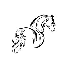 Line art hand drawing abstract horse