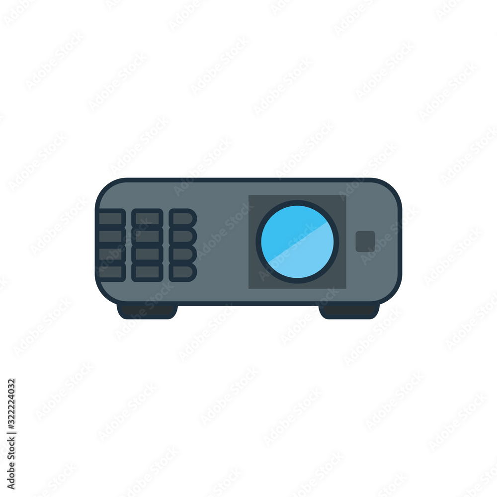 Poster isolated projector appliance line and fill icon vector design