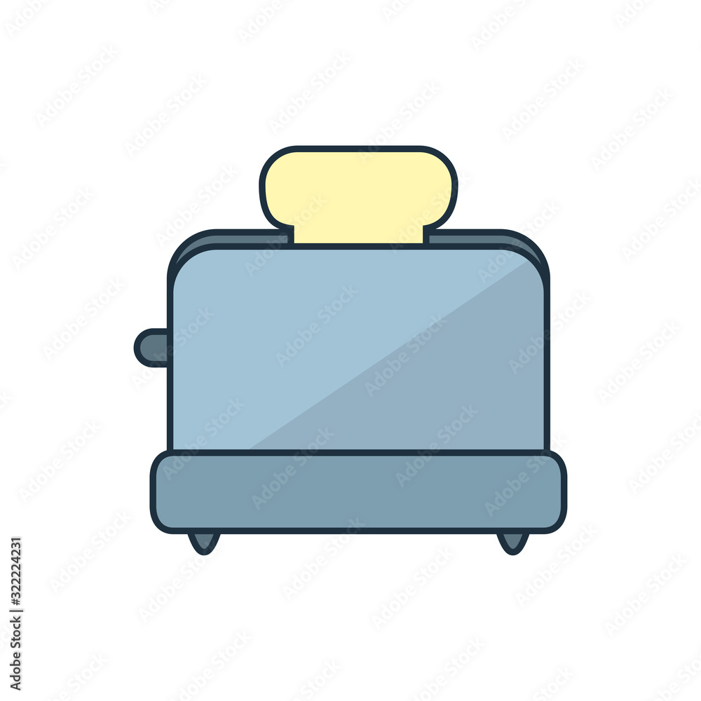 Poster isolated toaster appliance line and fill icon vector design