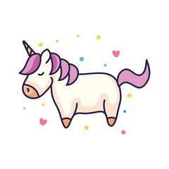 cute unicorn fantasy with hearts decoration