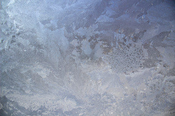 Glass covered with ice during the severe frosts in winter