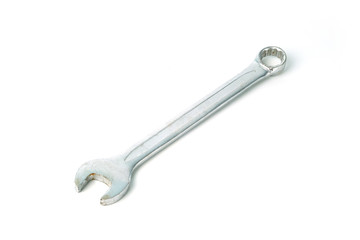 Separate wrench on white background. Side view.