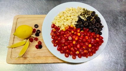 pepper and spices on wooden background
