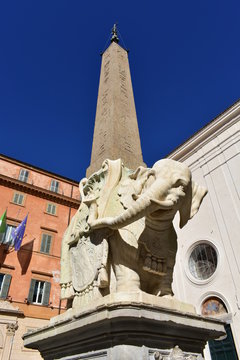 Piazza della Minerva Obelisk with Bernini Elephant. Rome, Italy.