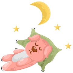 CUTE BEAR SLEEPING CARTOON VECTOR