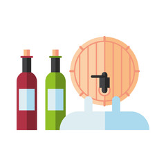 Obraz na płótnie Canvas wine bottles drink with barrel