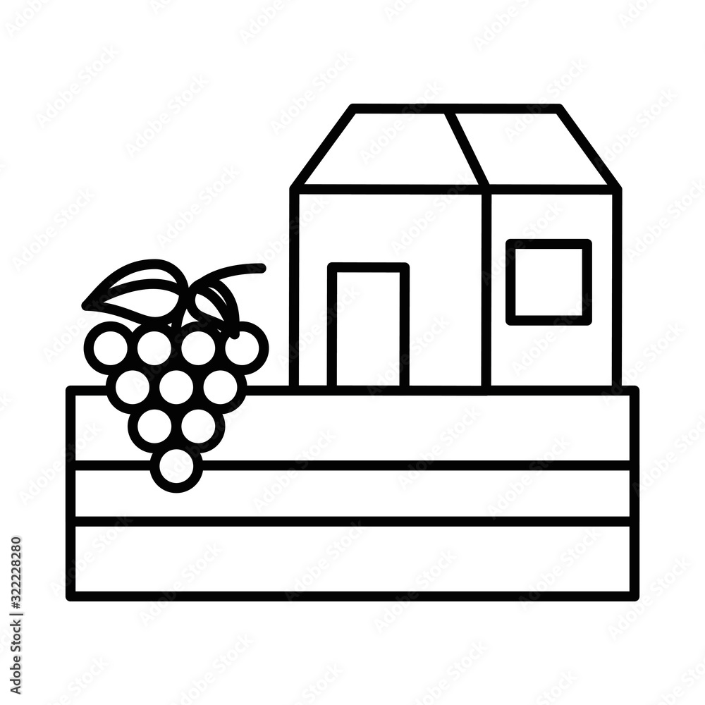 Canvas Prints grapes fresh fruits with house building