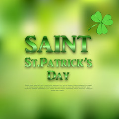 Saint Patrick's day card with shamrock. Vector