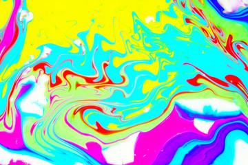 Fototapeta na wymiar Abstract painting Turkish technique Ebru Beautiful marbling of smooth lines with acrylic paint