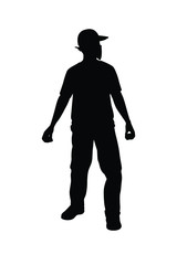 Protesting man with weapon silhouette vector
