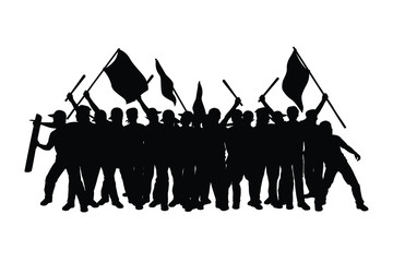 Protesting man with weapon silhouette vector