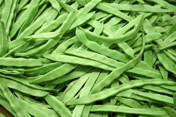 fresh green flat bean as food background
