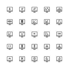 Set of Computing Chemical Chemistry outline style icon - vector