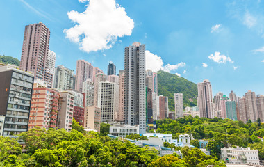 Fototapeta premium high rise of Residential building in midtown of Hong Kong city