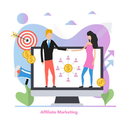 Square concept of affiliate marketing in flat