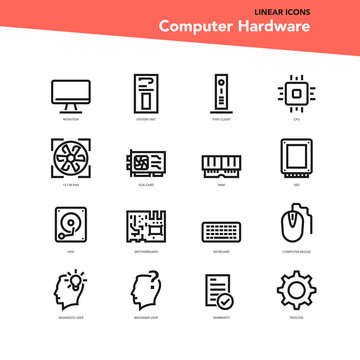 Vector set of linear icons - COMPUTER SPECIFICATIONS