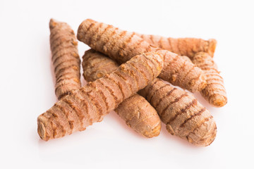 Turmeric whole tubers kurkuma, curcuma. Oriental spice