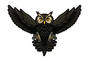 Foto op Canvas uil esport gaming mascotte logo sjabloon. uil mascot logo ontwerp vector met moderne illustratie concept stijl voor badge, embleem en tshirt afdrukken. boze uilillustratie voor sportteam. © Adrigi