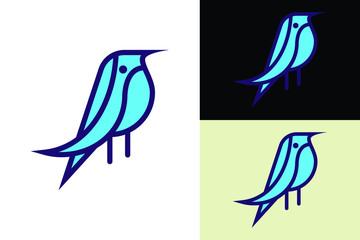 Abstract bird logo design template, Minimalist bird sign symbol