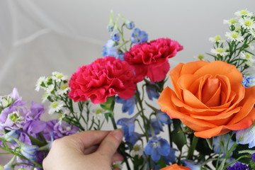 bouquet of roses in hands