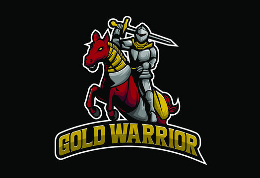 Warrior mascot logo. Warrior esport logo. Knight mascot logo. Knight e sport logo. Modern professional knights logo design template for a sport team