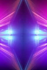 Ultraviolet abstract light. Diode tape, light line. Violet and pink gradient. Modern background, neon light. Empty stage, spotlights, neon. Abstract light.