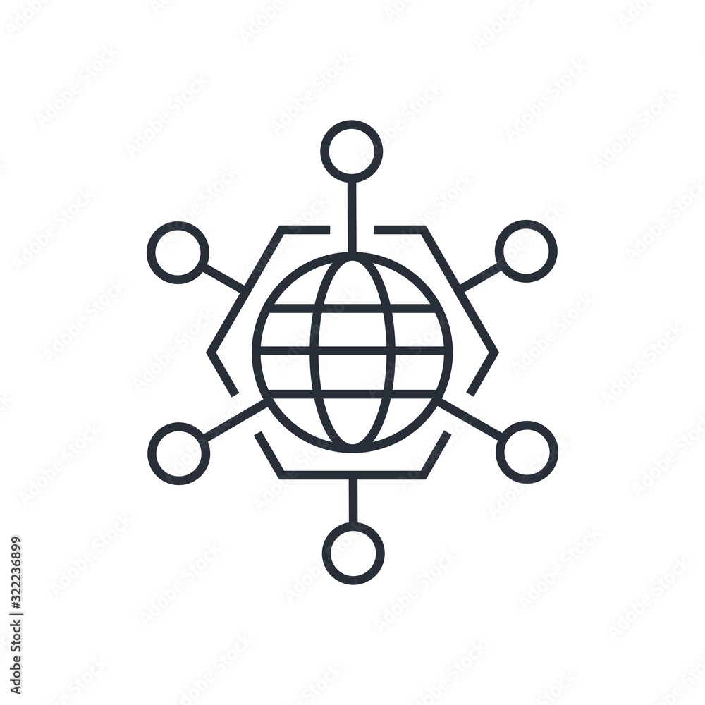 Poster global internet network. simple vector icon on a white background.