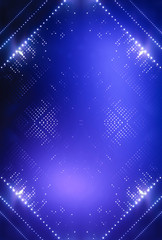 Obraz premium Abstract blue neon background. Geometric shapes, symmetrical reflection.