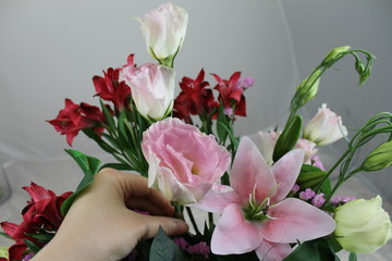 bouquet of flowers in hands