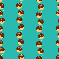 たこやき　シームレスパターン　ブルーグリーンB