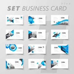 Set Business card blue color template
