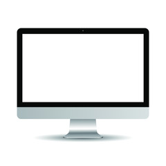 Modern flat screen computer monitor. Computer display isolated on white background. Vector illustration.