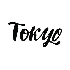 Tokyo. Brush lettering. Design element for web, posters, card. 