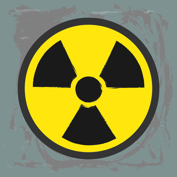 Vector nuclear radiation icon. Symbol of danger radioactive. Hazard ray sign.