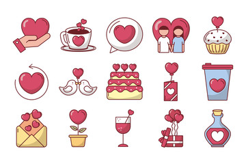 bundle of valentines day set icons