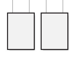 Realistic vector blank frame hanging. Vector