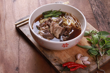 Beef noodles braised taste delicious at thailand.