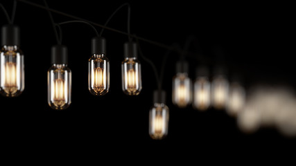 Christmas lights. Glowing lights for Christmas holiday cards, banners, posters, web design. 3D rendering.