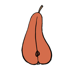 Pear fruit icon in hand drawn style. Vector illustration