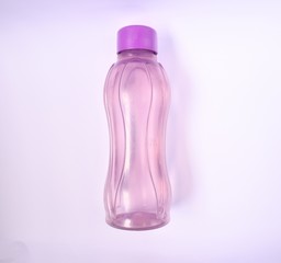 Close up of a cosmetics bottle (plastic) isolated on a white background