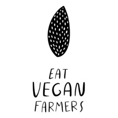 Eat, vegan, farmers and sheet. Hand drawn illustration elegant modern brush lettering break isolated on white background. Great design element for logo, cards, banners and flyers.