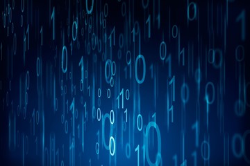 Binary computer code on blue background. 01 numbers pattern. Data and technology texture. 3D Rendering