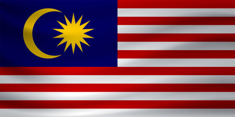 Waving flag of Malaysia. Vector illustration