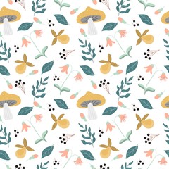 variety of rain forest flowers and plants seamless pattern