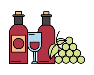 wine bottles drink with grapes