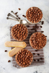 Tiramisu dessert in a glass