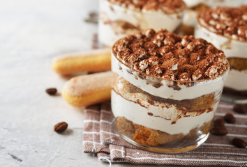 Tiramisu dessert in a glass