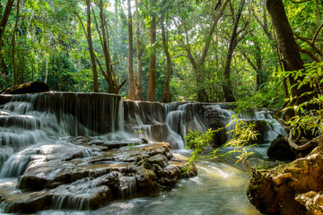 Haui Mae Khamin Waterfall is a beautiful waterfall with 7 levels, located in the Srinakarin Dam...