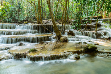 Haui Mae Khamin Waterfall is a beautiful waterfall with 7 levels, located in the Srinakarin Dam...